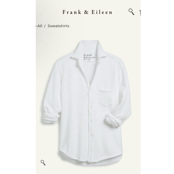 New Frank & Eileen White Triple Fleece Eileen Sweatshirt Button-Up L - Picture 4 of 5